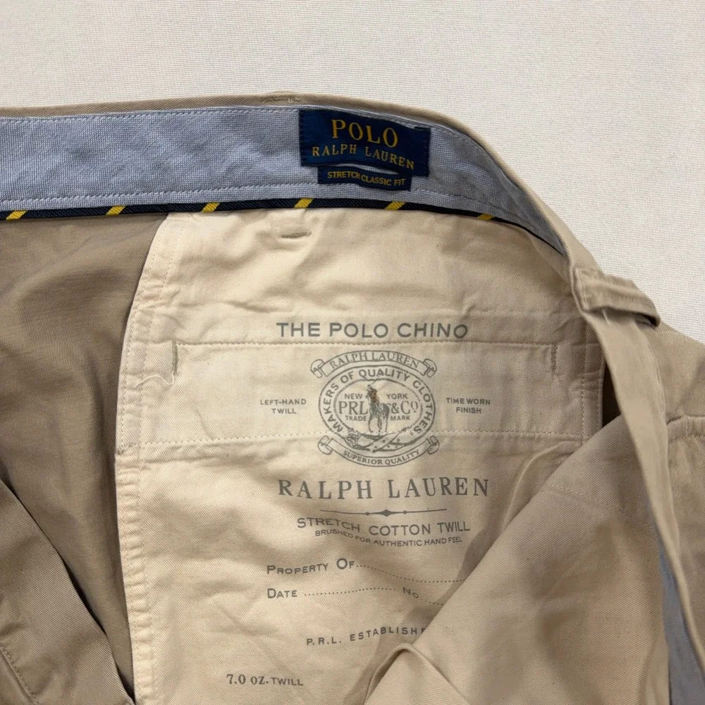 Polo Ralph Lauren Chino Pants Stretch Classic Fit Khaki Tan Mens 46x30